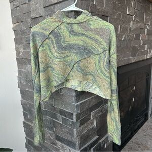 Urban Outfitters Green & Tan Marble Crop Top